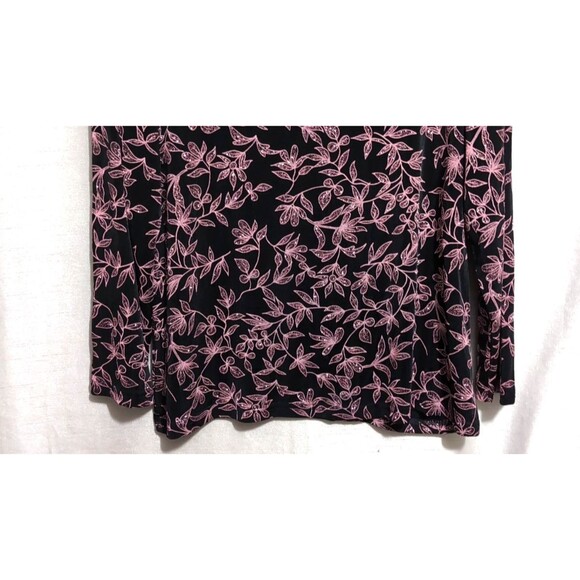 Connected Apparel Black Metallic Pink Sparkle Liquid Knit Top Size XL Festive - Picture 9 of 13